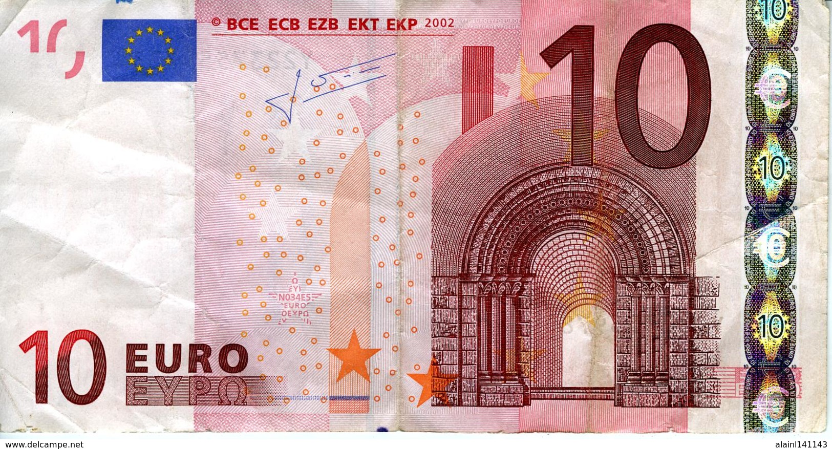 Grèce - 10 &euro; 2002 - J. Cl Trichet - Série Y 22375597834 - N034E5 - Circulé - 10 Euro