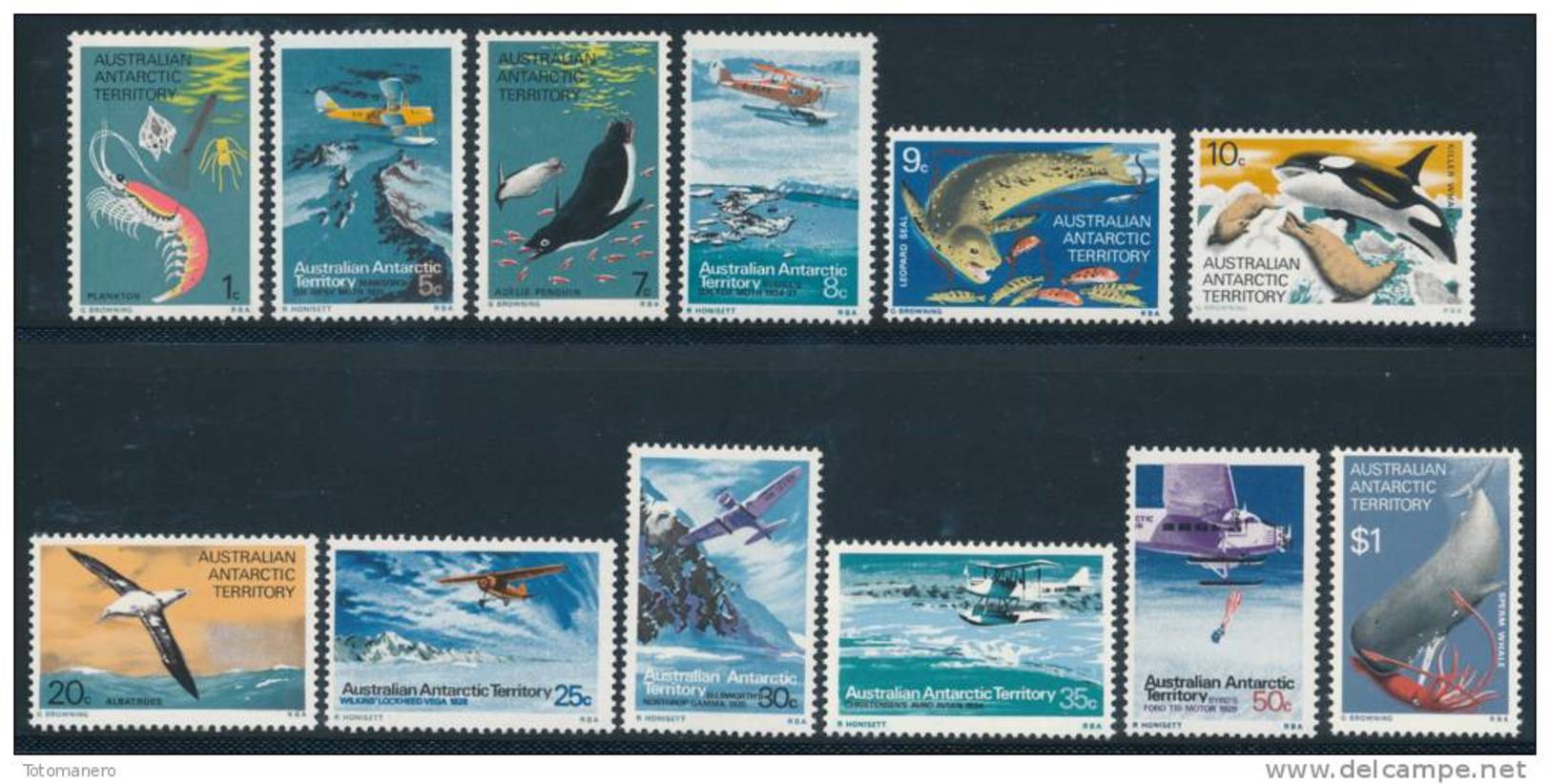 A.A.T. AUSTRALIAN ANTARCTIC TERRITORY 1973 SG 23-34 Set Of 12 [MNH] - Unused Stamps