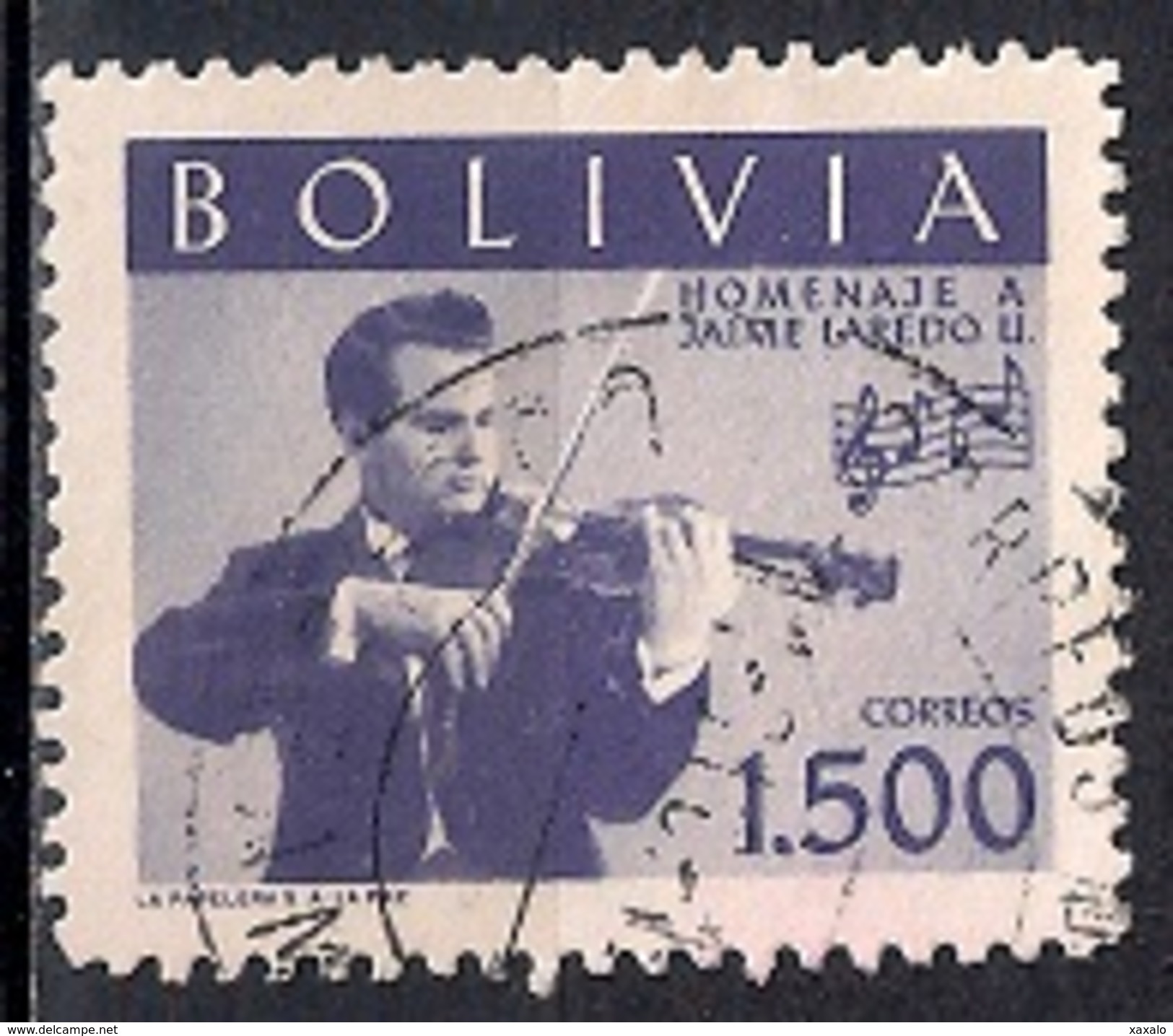 (A) Bolivia 1960 - Music - Jaime Laredo Commemoration - Bolivia