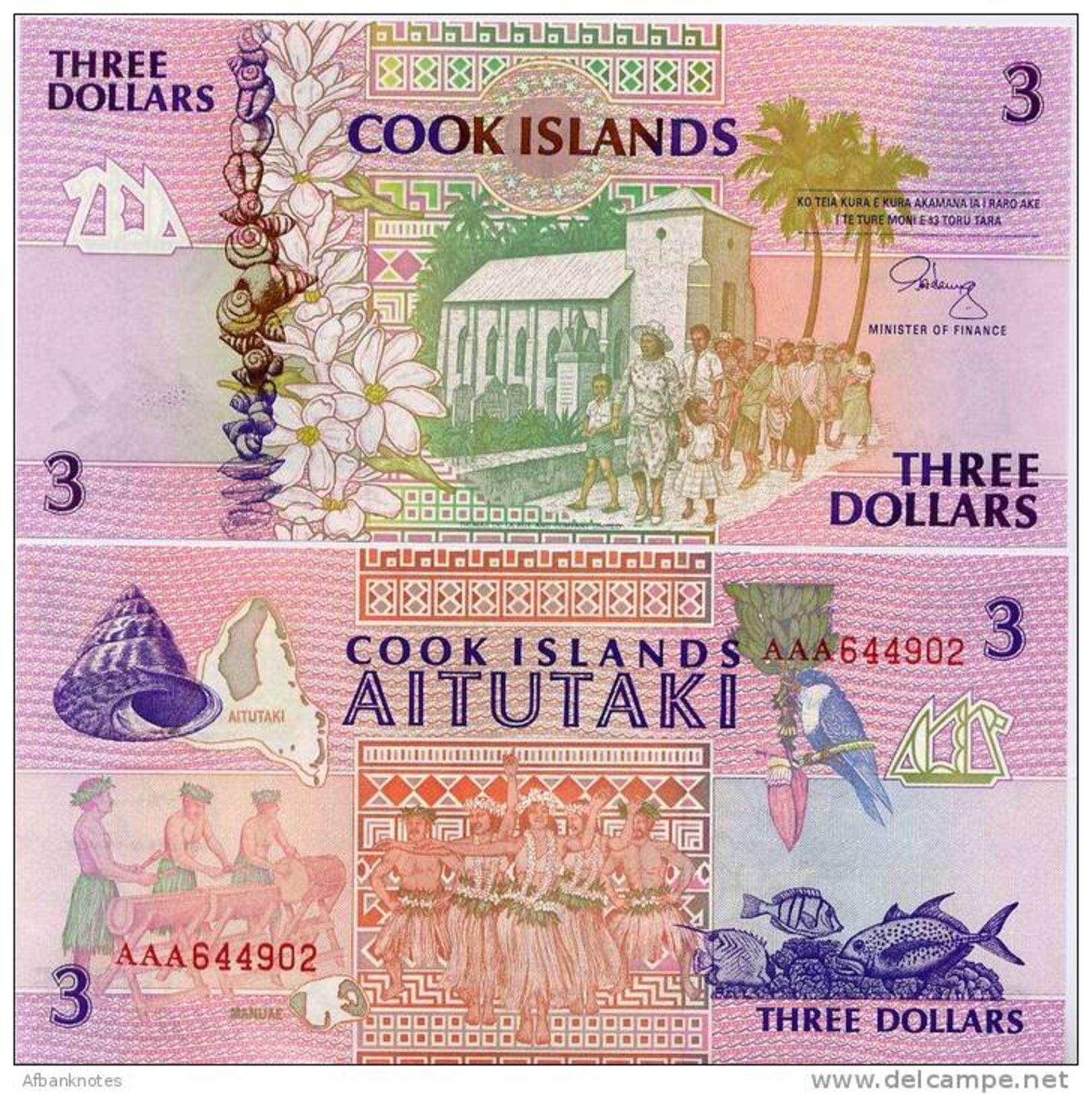 COOK IS.       3 Dollars       P-7a       ND (1992)       UNC - Isole Cook