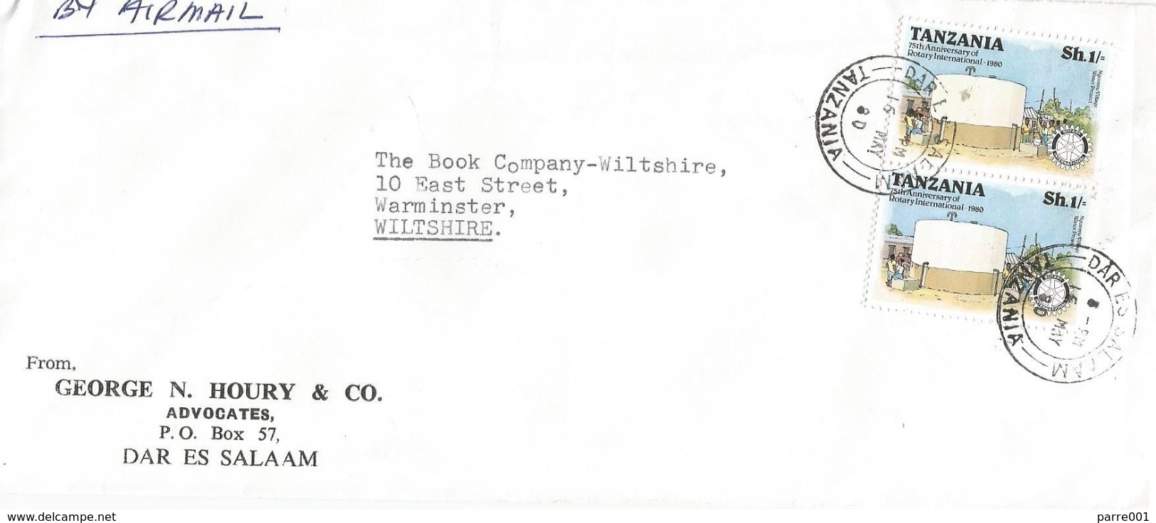 Tanzania 1980 Dar Es Salaam Rotary Water Project Cover - Tanzania (1964-...)