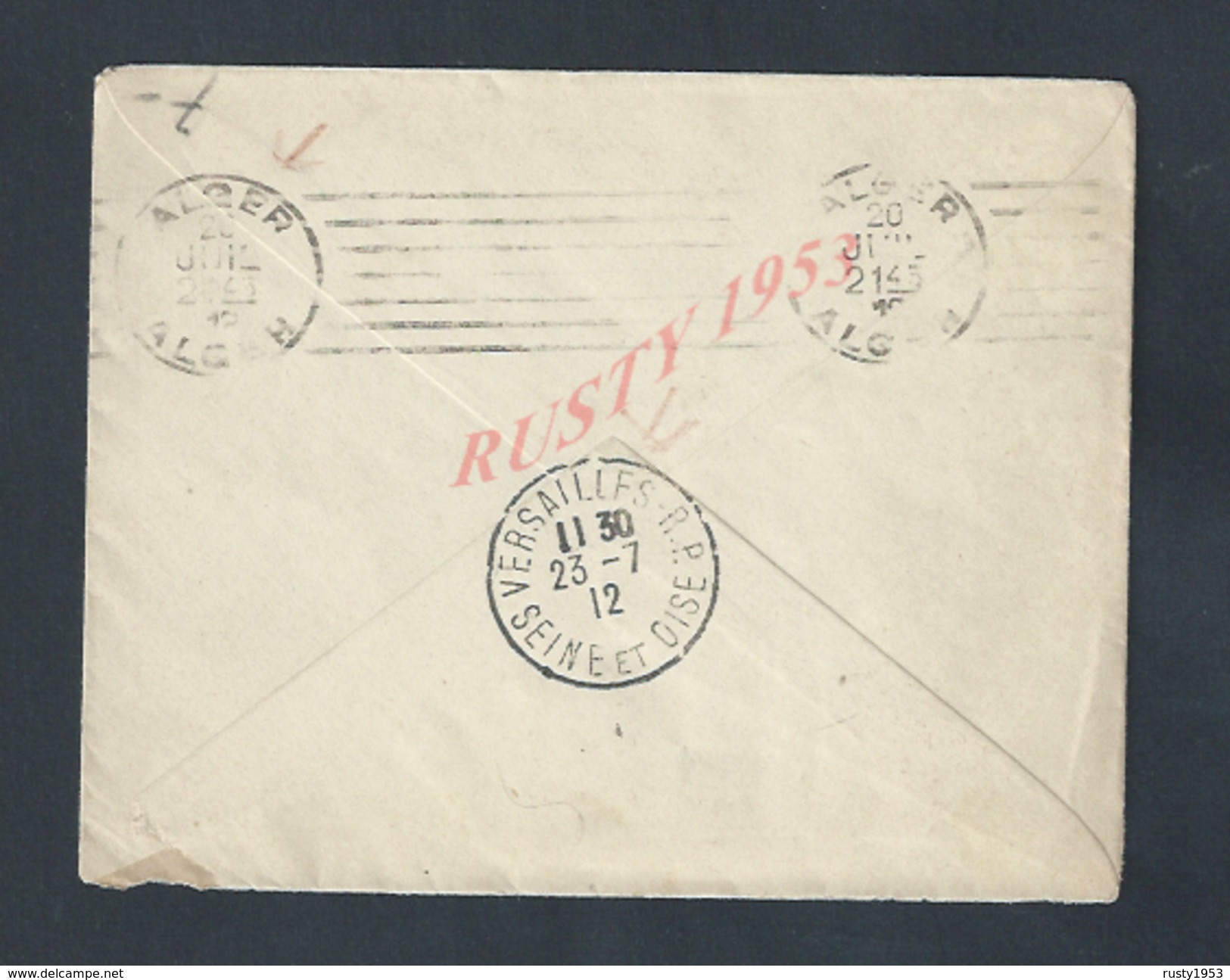 MILITARIA LETTRE EN FRANCHISE MILITAIRE TIMBRE SEMEUSE FM CACHET MILITAIRE DELLYS ALGER OB VERSAILLES 1912 : - Military Postmarks From 1900 (out Of Wars Periods)