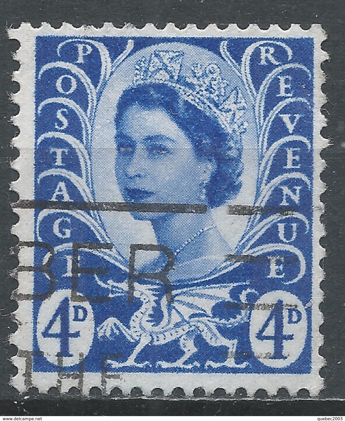 Wales & Monmouthshire 1968. Scott #8 (U) Queen Elizabeth II & Welsh Dragon - Pays De Galles