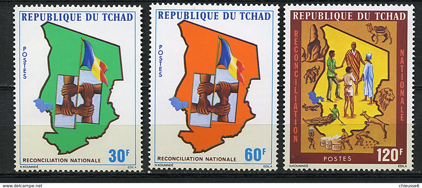 Rep. Tchad ** N° 313 à 315 - Réconciliation Nationale - Chad (1960-...)