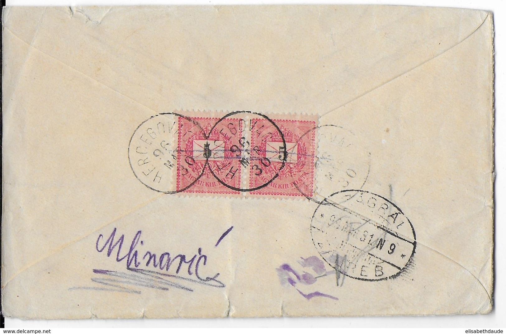 HONGRIE - 1930 - ENVELOPPE ENTIER POSTAL RECOMMANDEE De HERCEGOVAC => ZAGREB (CROATIE) - Ganzsachen