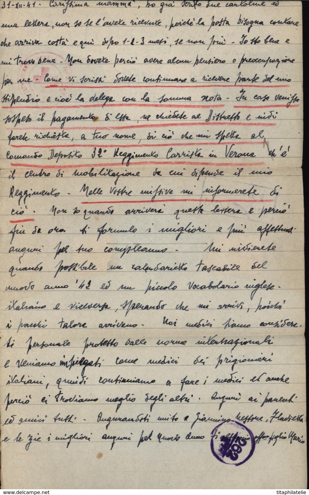 Guerre 39/45 Prisonnier Italien Des Anglais En Egypte Camp 306 Geneifa Croix Rouge Certainement Ex Afrika Korps Censure - Other & Unclassified