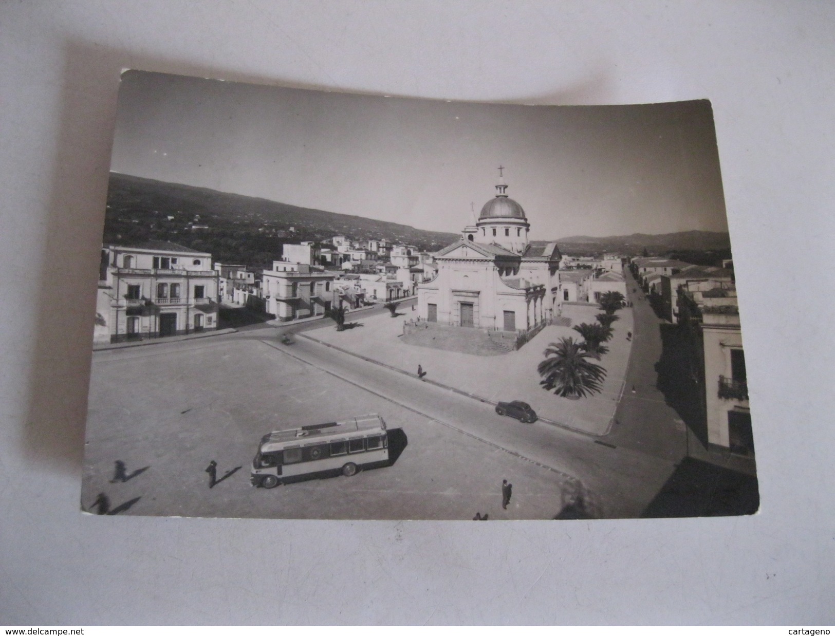 MASCALI ( Catania) Piazza Duomo Con PULMANN   Cartolina F/G Viaggiata 1959 - Altri & Non Classificati