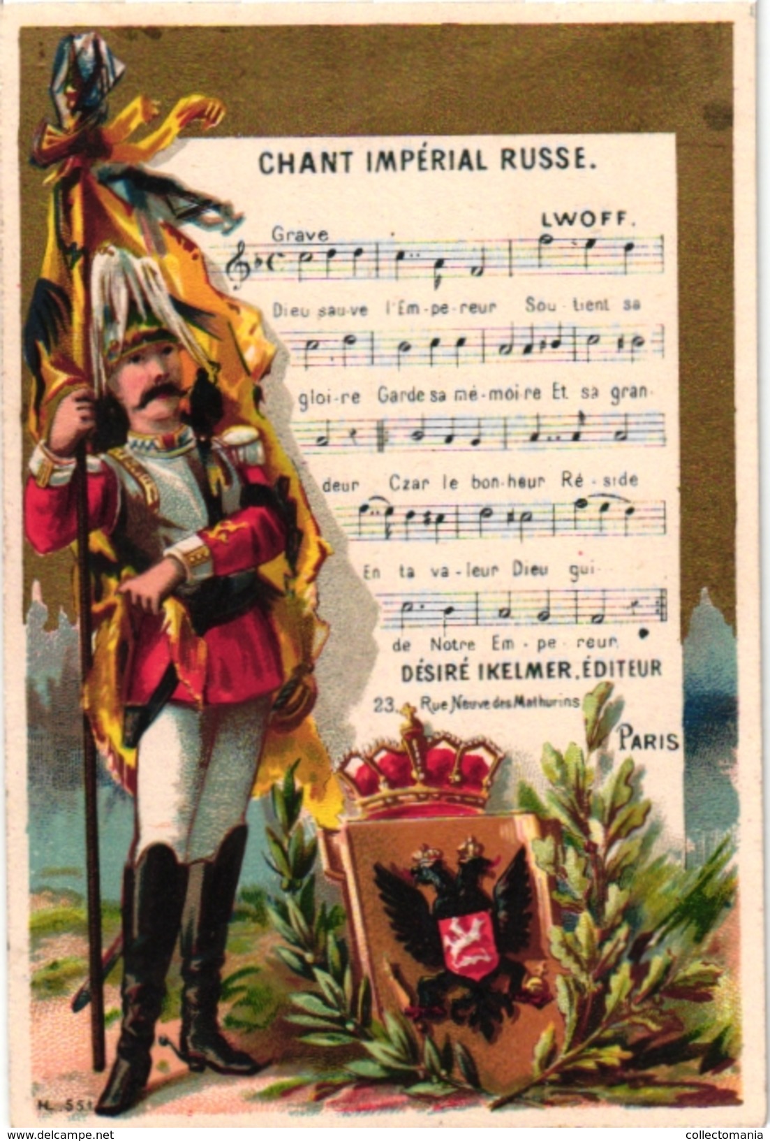 1 PC Tolstoi RUSSIA  4 Trade Cards Pub Chant Impér Russe Cigarette Card Flag SILK Choc Colosal Santander Calendar 1881 - Autres Marques