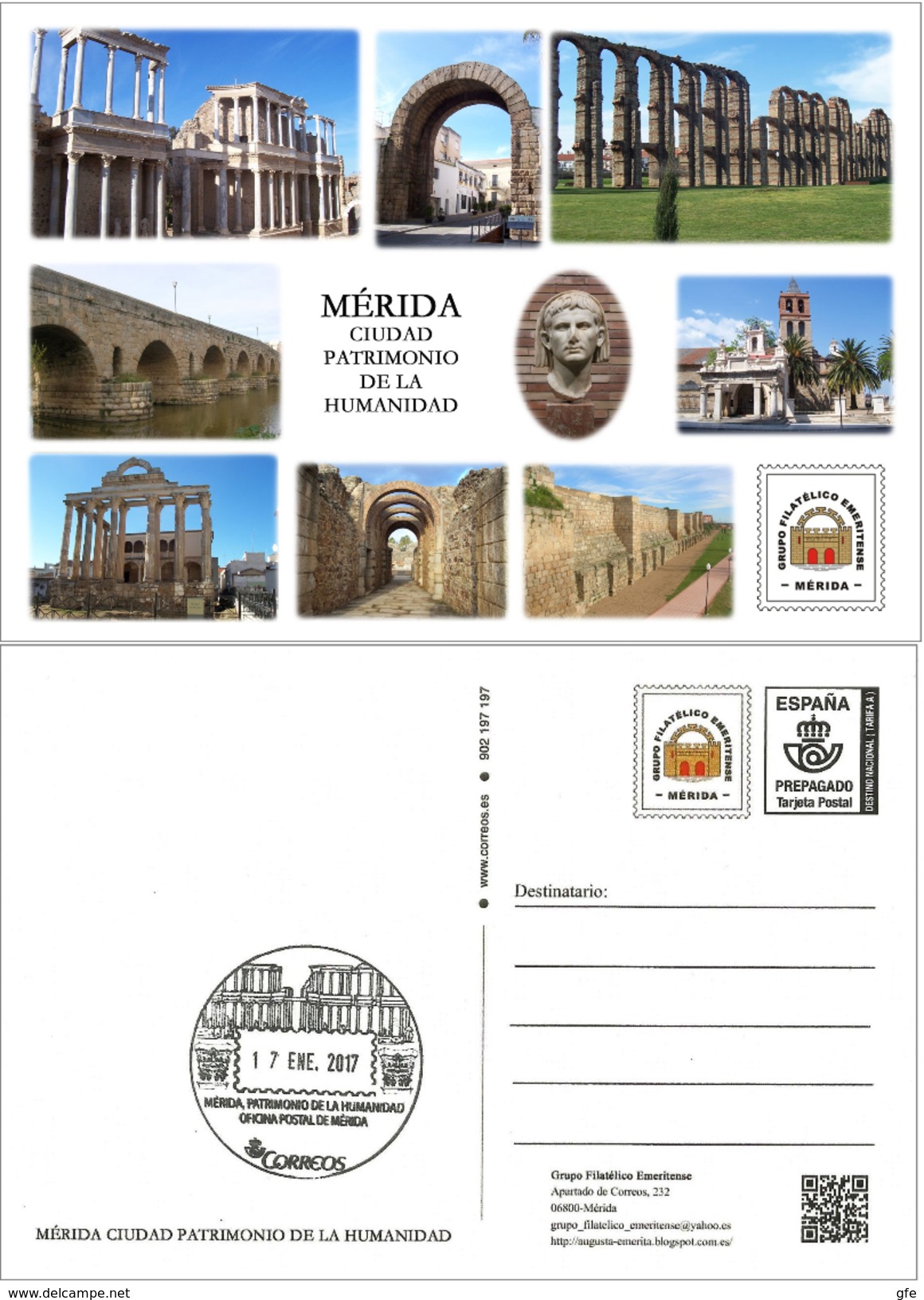 Tarjeta Postal Prefranqueada: Mérida, Ciudad Patrimonio De La Humanidad Con Matasellos Turístico- Tarifa A - 1931-....
