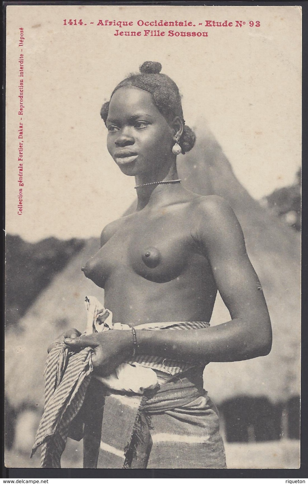 AFRIQUE - SENEGAL - 1414 - CPA Etude N° 93 " Jeune Fille Sossou " Collection Génerale De L'A.O.F, Fortier - Dakar - TB - - Sénégal
