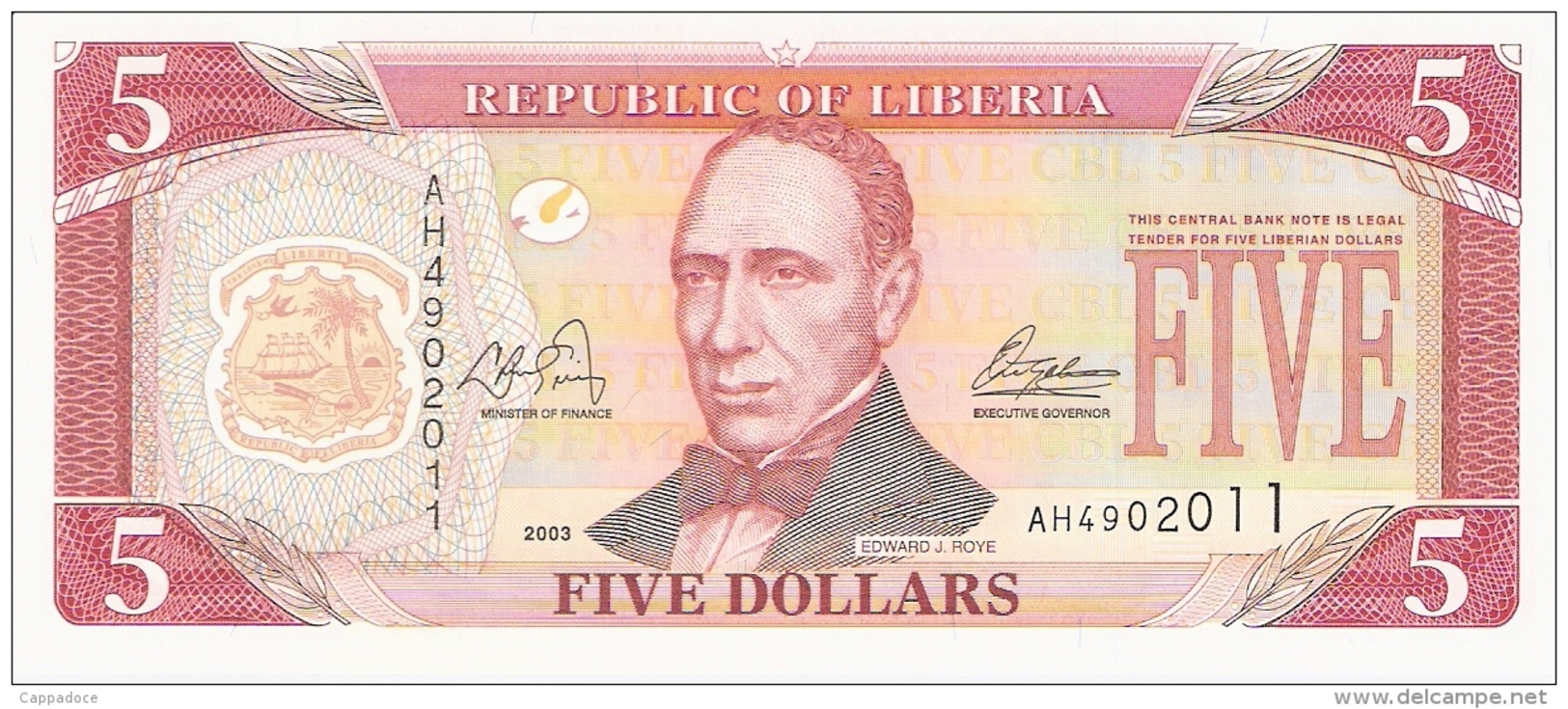 LIBERIA   5 Dollars   2003   P. 26a   UNC - Liberia