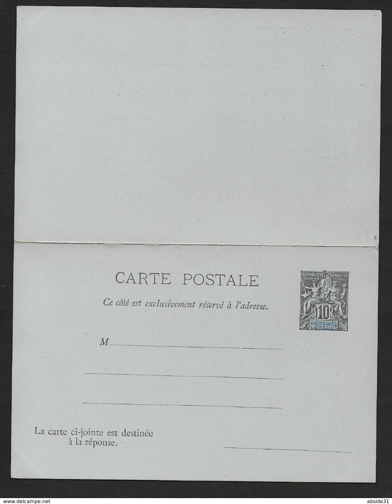 Diego Suarez -   Entier Postal  10 C  Neuf  Avec Réponse Payée - Covers & Documents