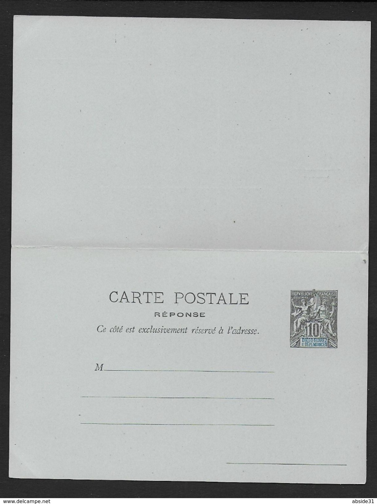 Diego Suarez -   Entier Postal  10 C  Neuf  Avec Réponse Payée - Cartas & Documentos