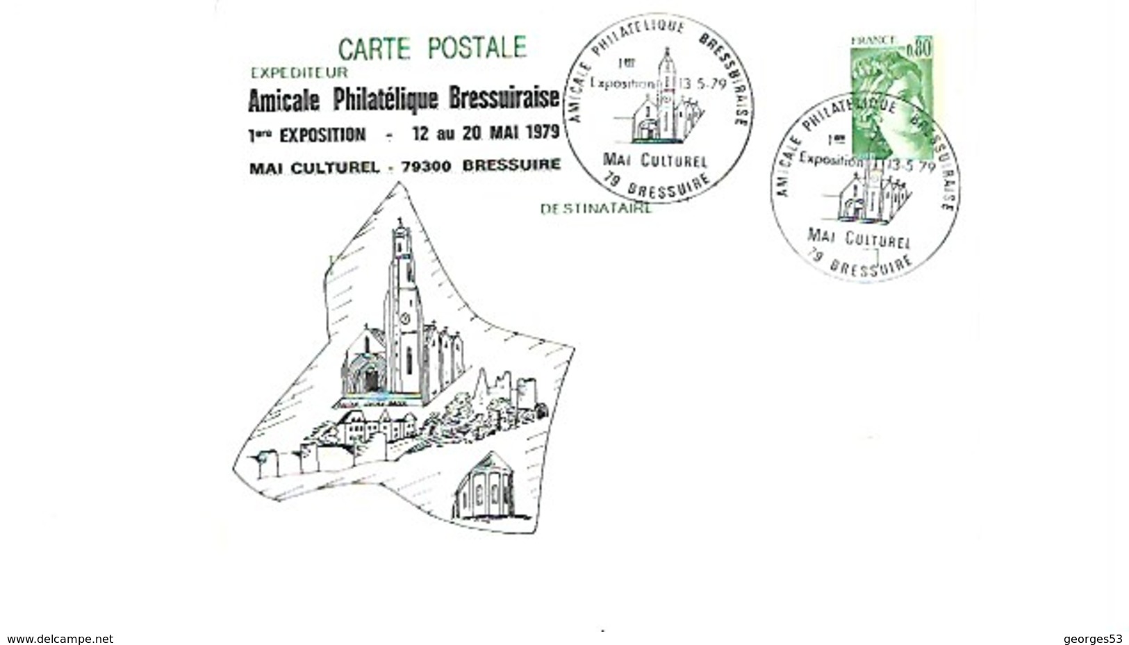 CP  Amicale Philatelique Bressuiraise 12 Au 20 MAI 1979   13-5-79 - Cartes Postales Repiquages (avant 1995)