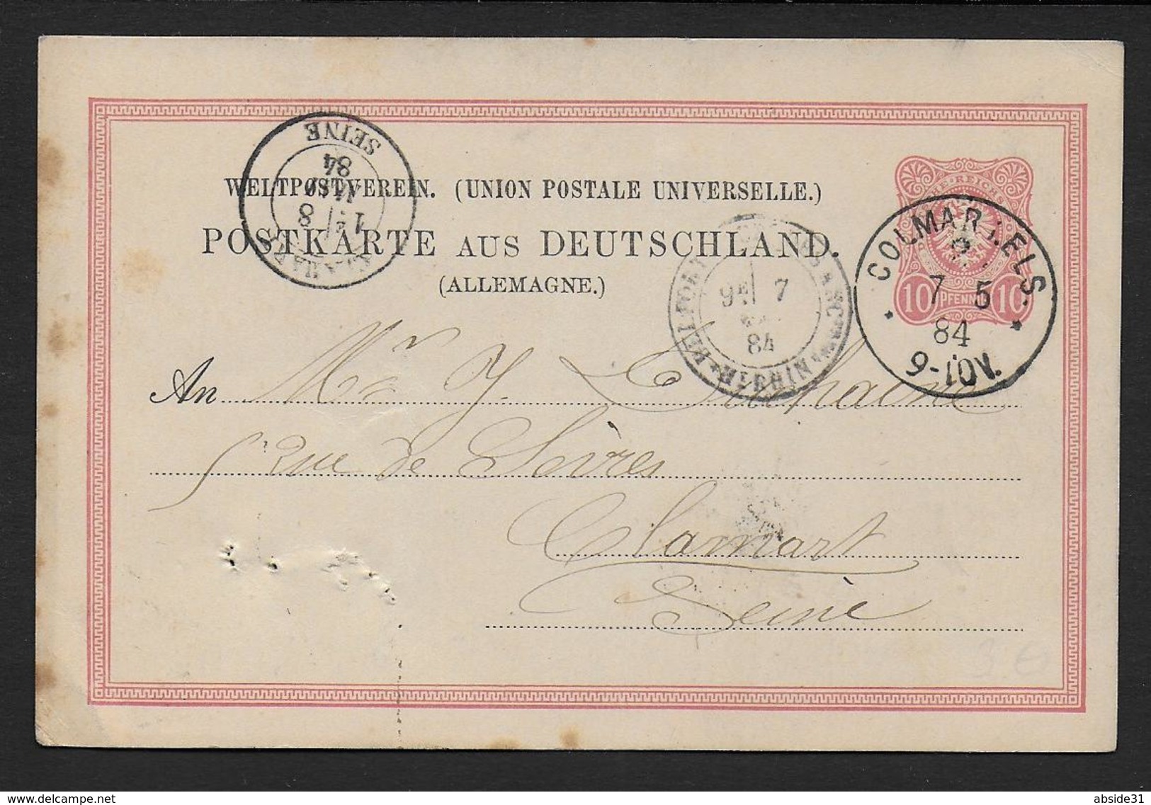 Haut Rhin - Cachet Allemand  De COLMAR 2 - 1877-1920: Période Semi Moderne