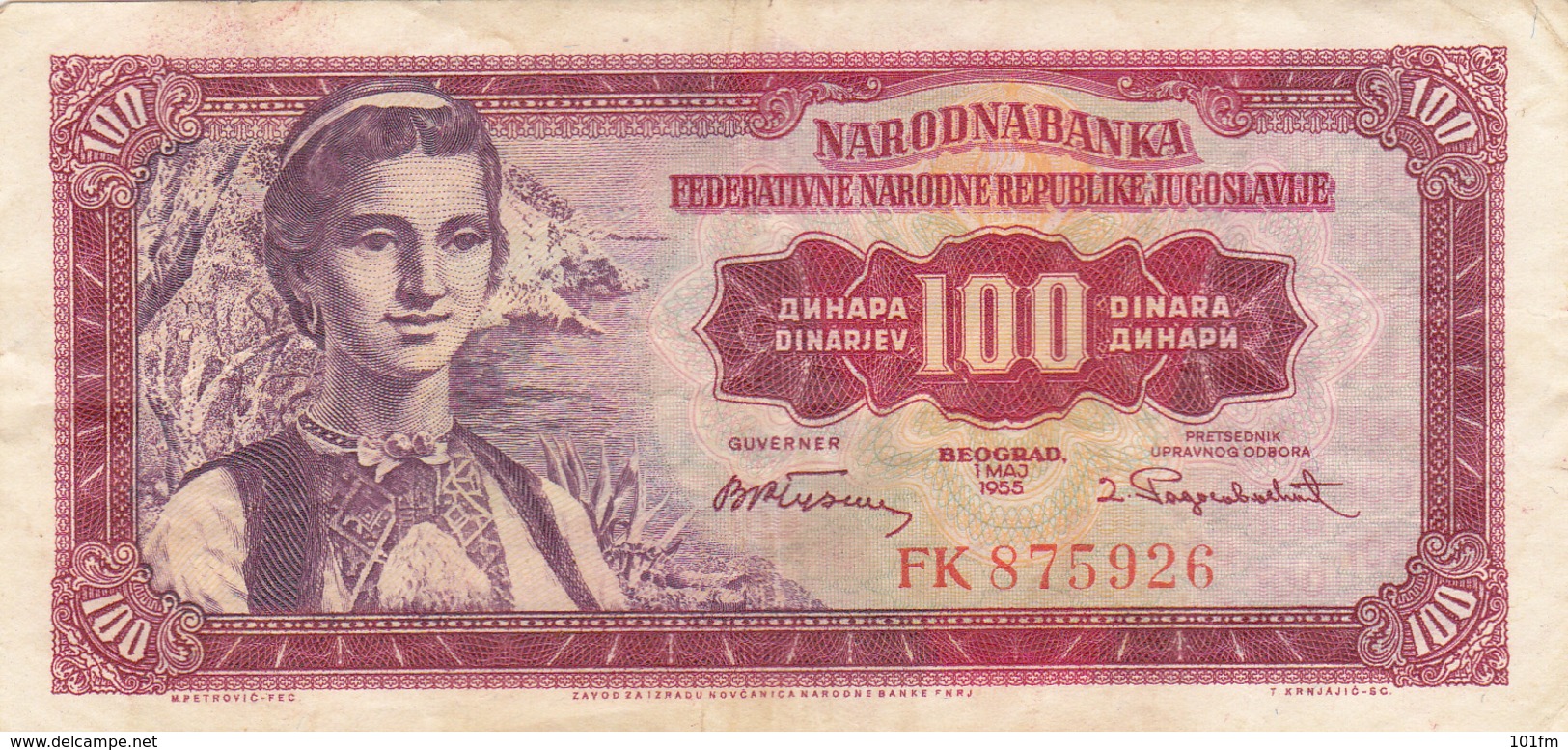 Yugoslavia , FNRJ 100 Dinara 1955 - Joegoslavië