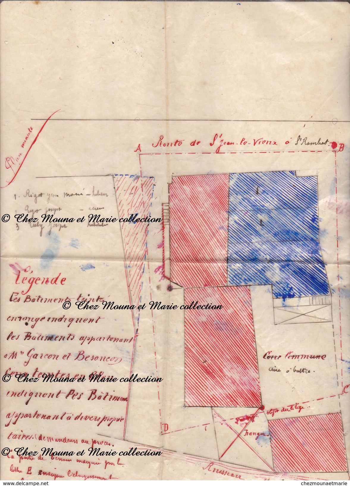 L ABERGEMENT DE VAREY HAMEAU DES PIERRES - PLAN MINUTE 50 X 33 CM - PAR SAUSSAC GEOMETRE A BOURG - AIN - FIN XIX EME - Autres & Non Classés