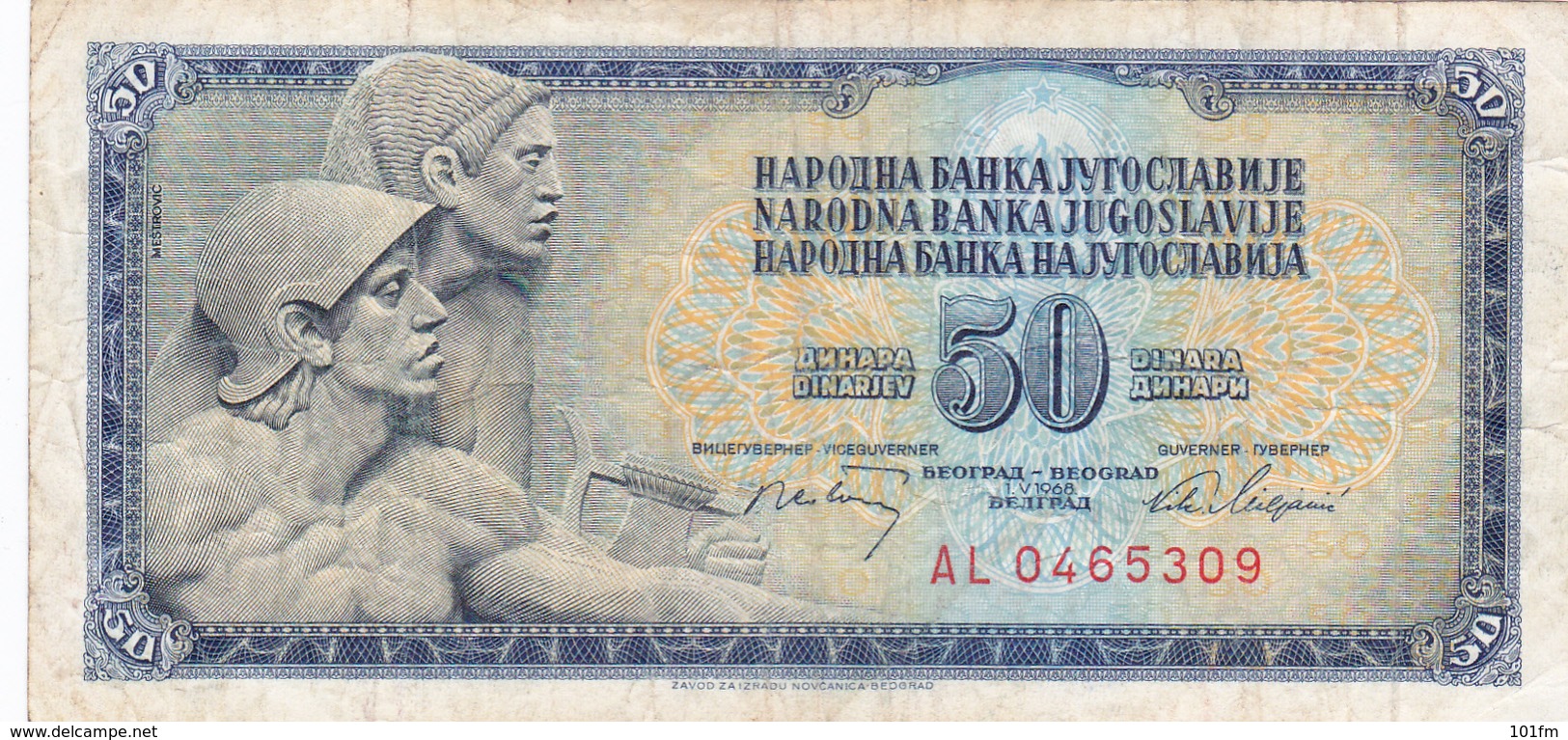 Yugoslavia , SFRJ  50  Dinara 1968 - Yougoslavie