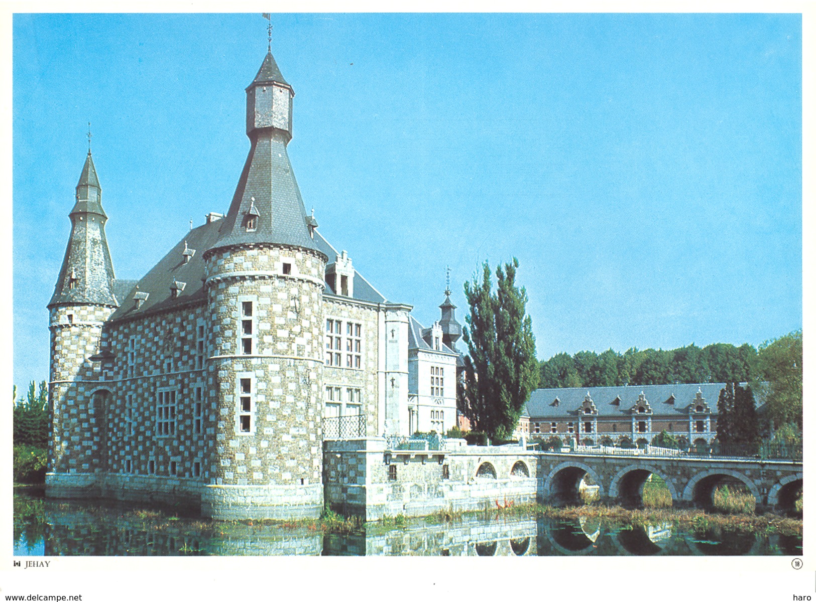 Photo ( Format A4) Du Château De JEHAY (Huy )- Fiche Didactique Au Verso - Edition ELF Carburant - Verzamelingen