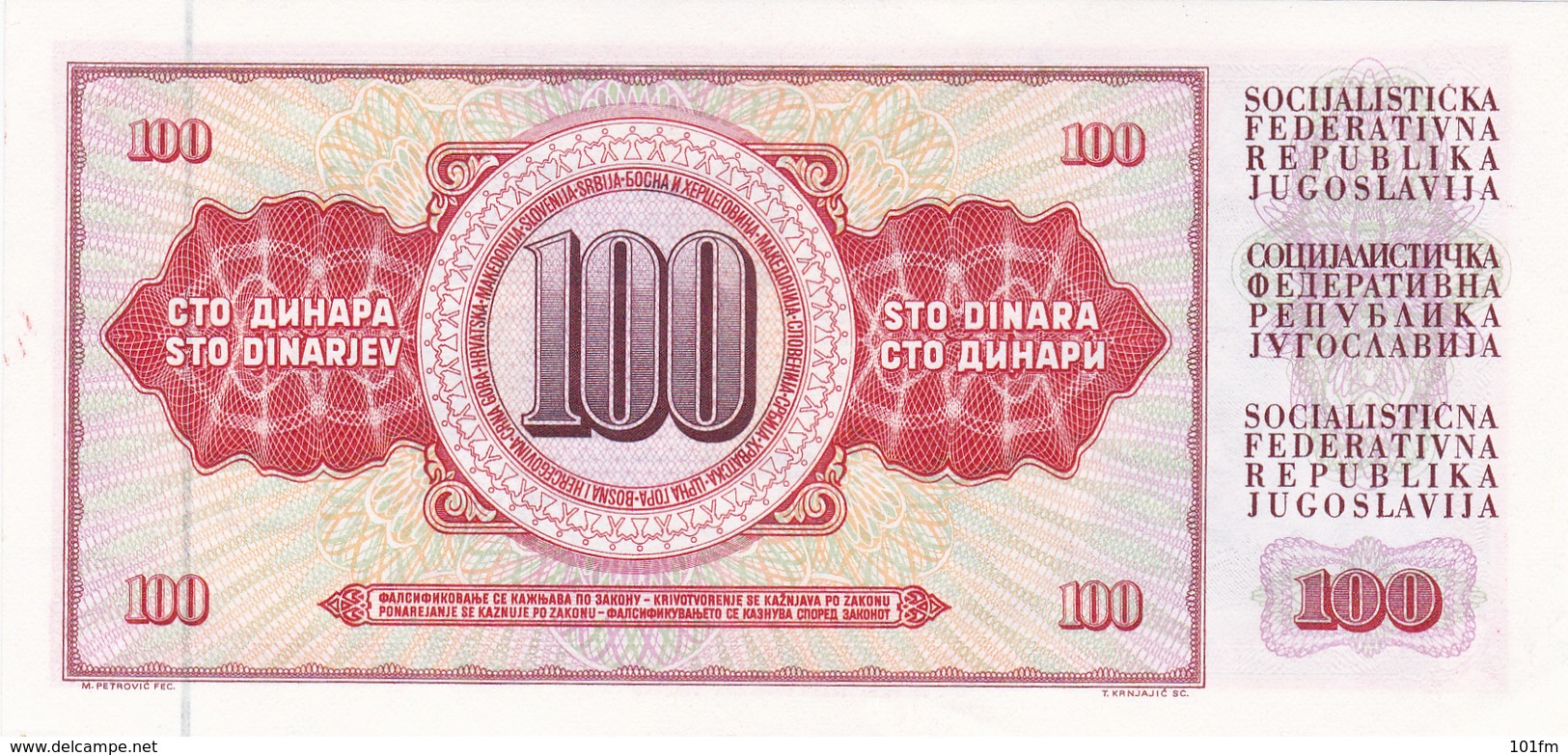Yugoslavia , SFRJ  100  Dinara 1986 - Yugoslavia