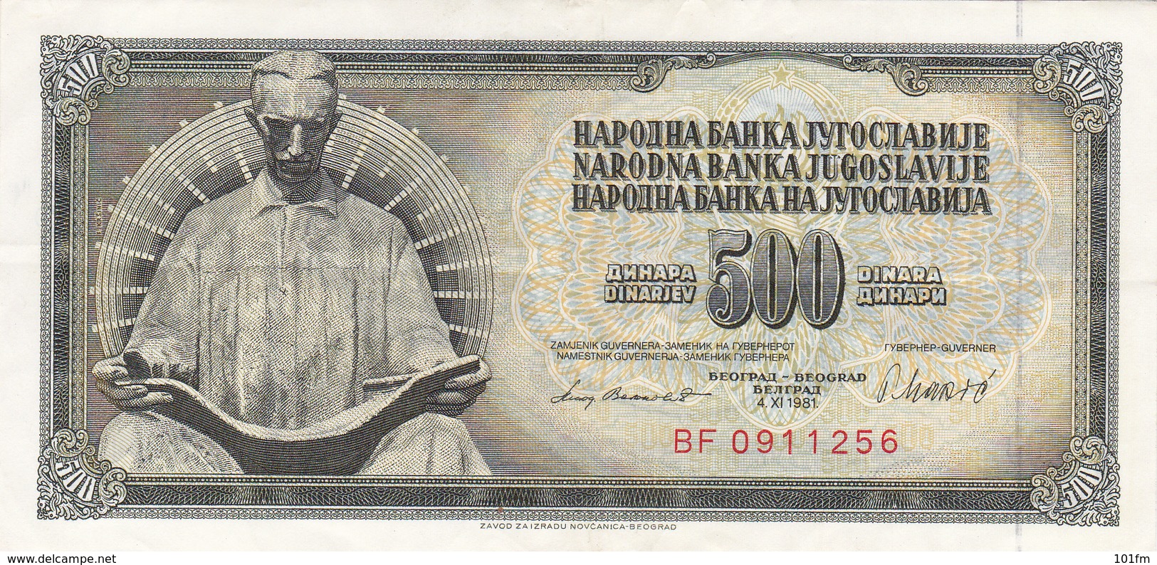 Yugoslavia , SFRJ  500  Dinara 1981 - Joegoslavië