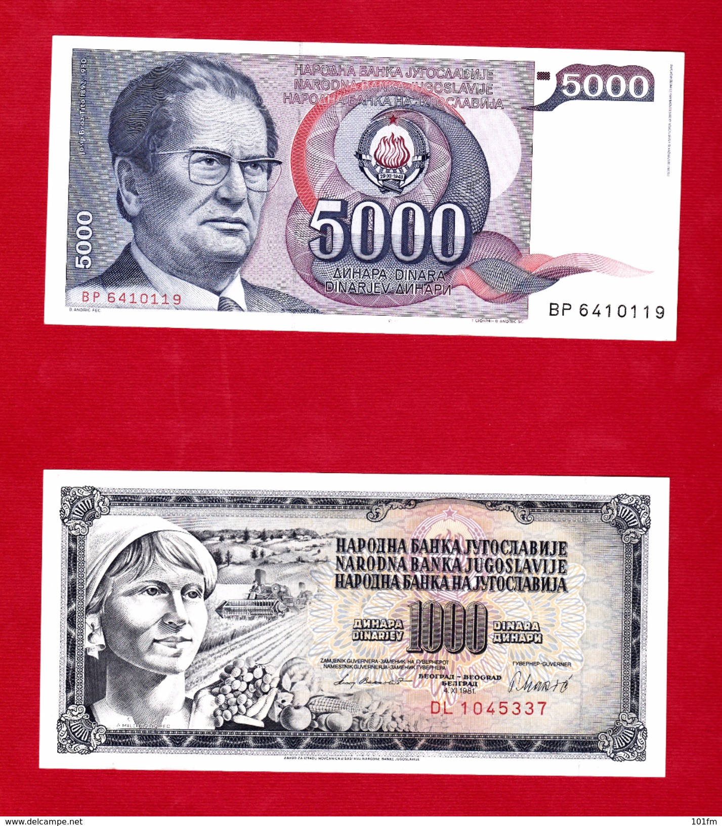 Yugoslavia , SFRJ  1000 & 5000  Dinara 1978 - Jugoslawien