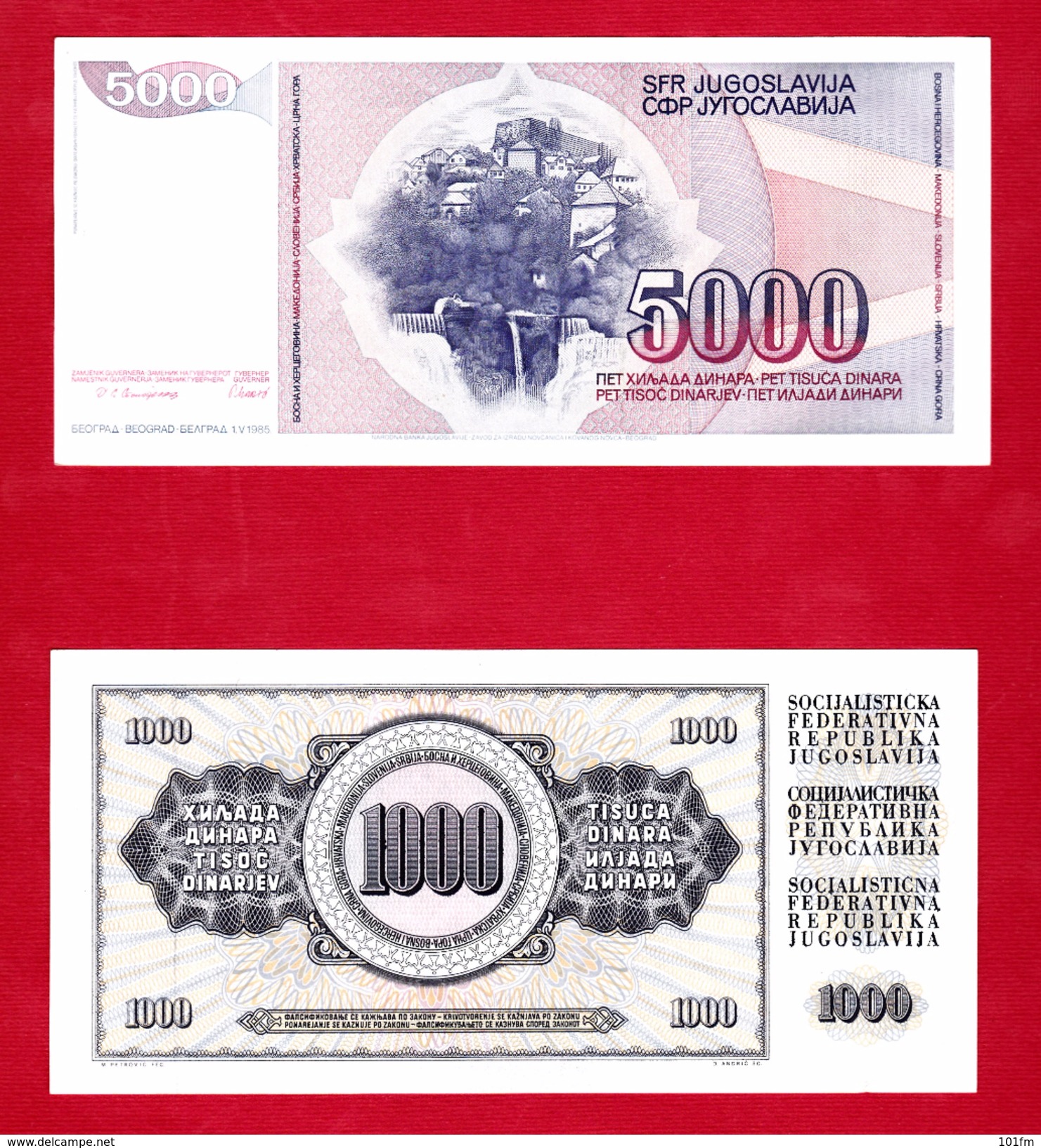 Yugoslavia , SFRJ  1000 & 5000  Dinara 1978 - Yugoslavia