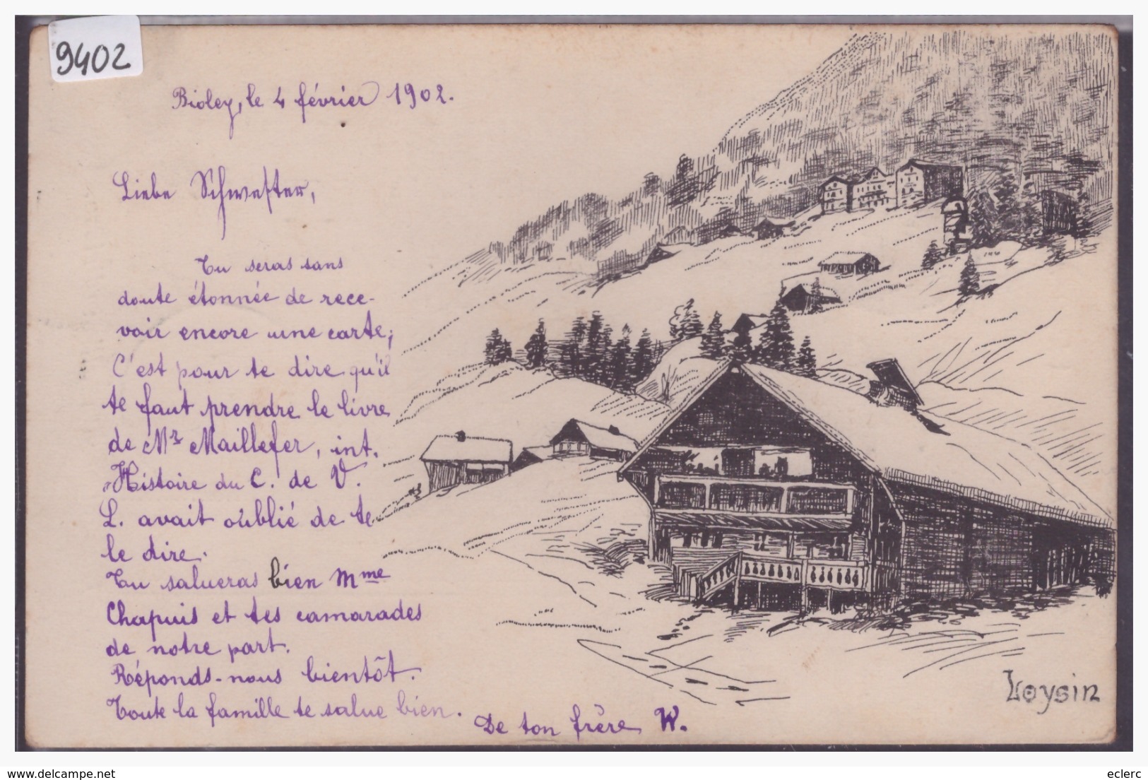 DISTRICT D'AIGLE - LEYSIN - CARTE DESSINEE A LA MAIN - TB - Leysin