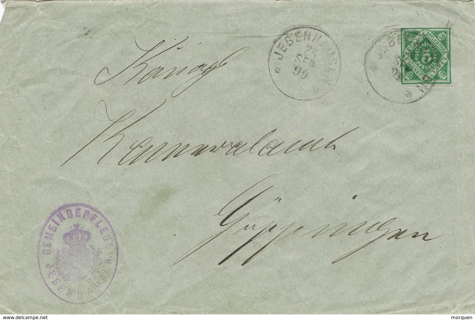 23539. Entero Postal JEBENHAUSEN (Wurtemberg) 1899. Correo Oficial, Service - Otros & Sin Clasificación