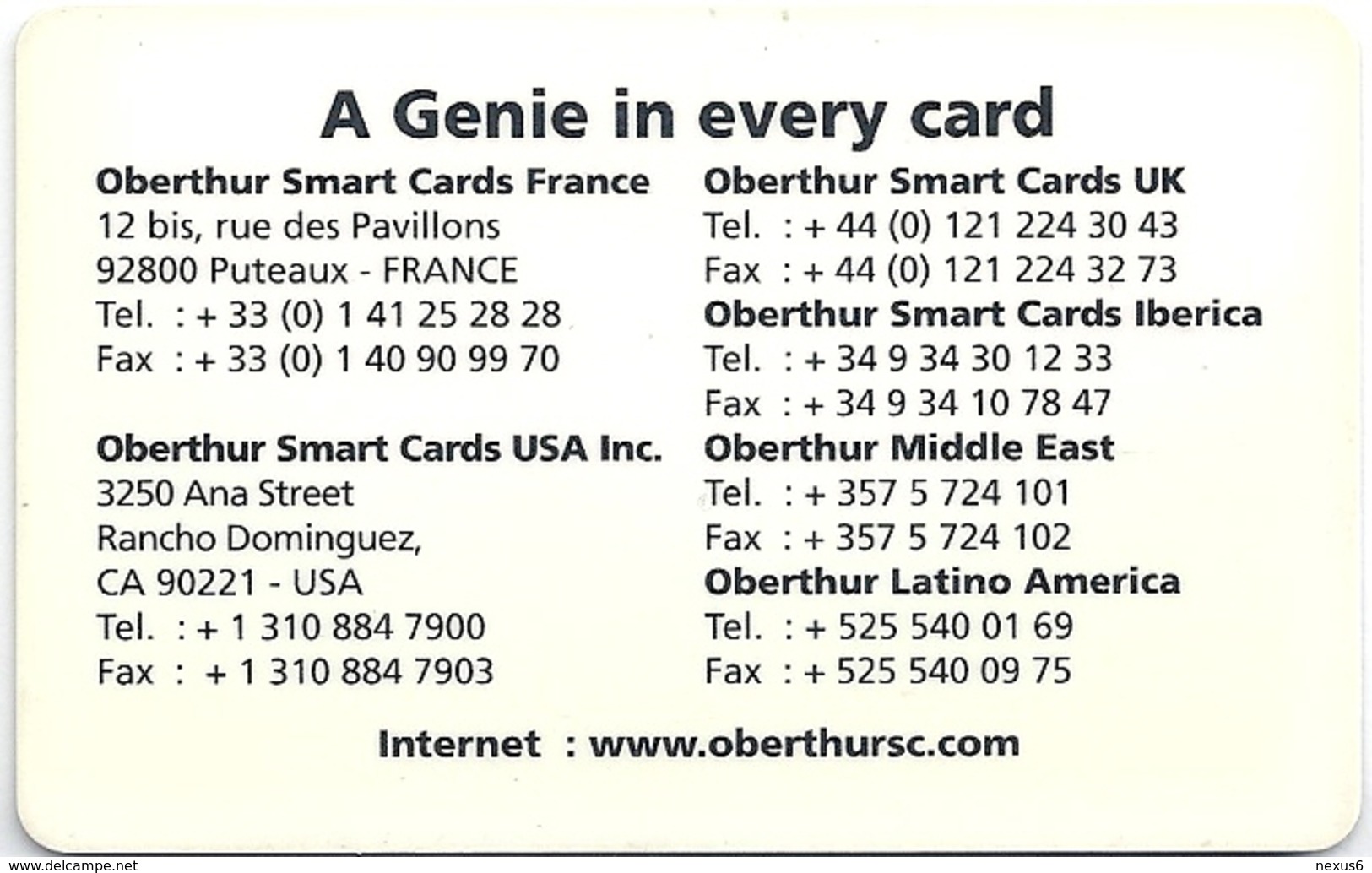 Oberthur Smart Card - Payment - Otros & Sin Clasificación