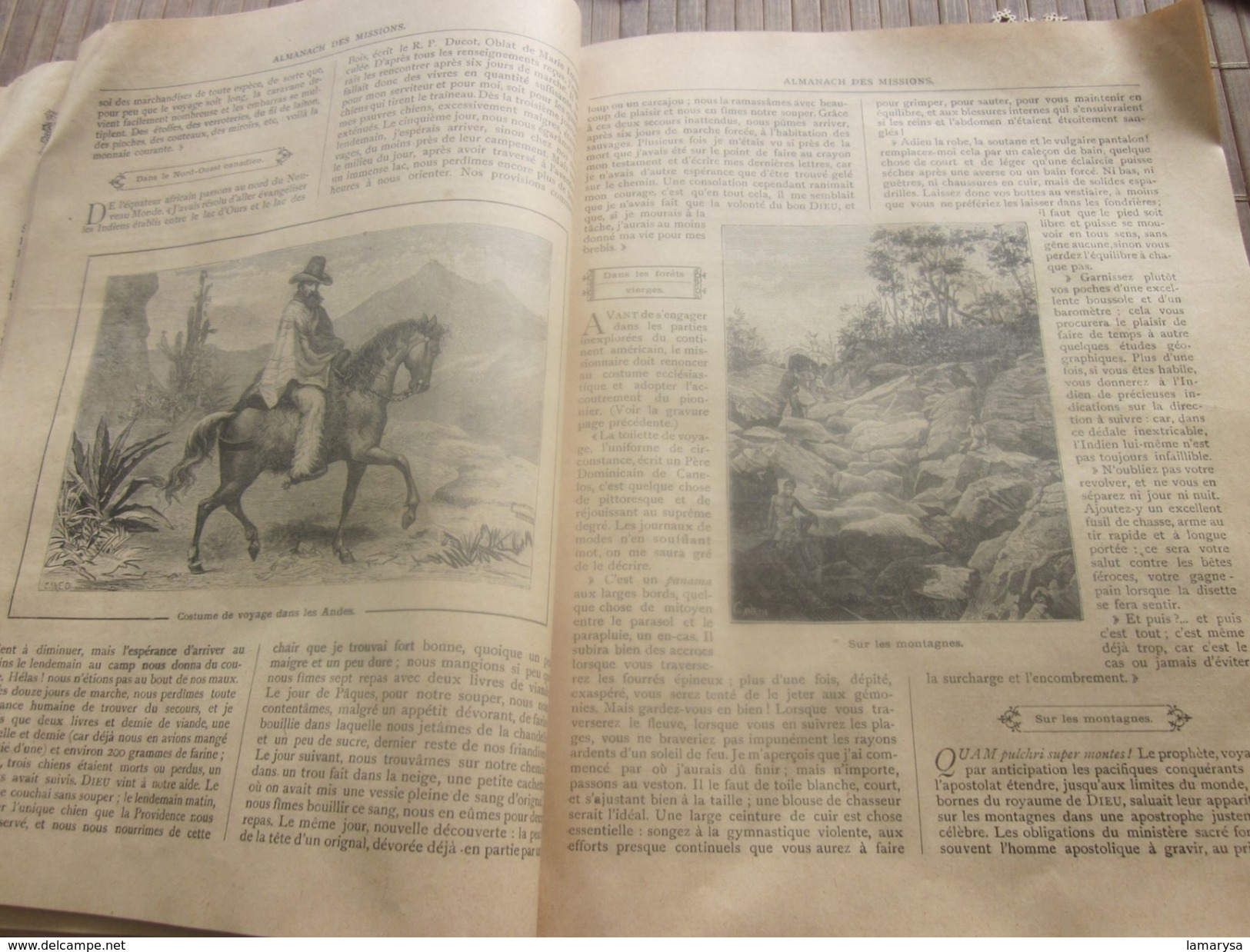 1895 ALMANACH DES MISSIONS BELLE ILLUSTRATIONS CHROMOS Réclames PUB  Religion Chrétienne Bureau Calendrier prosélytisme