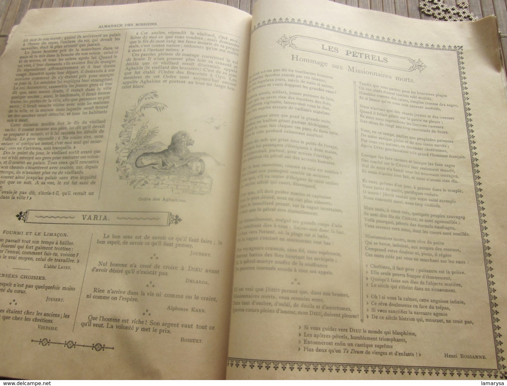 1895 ALMANACH DES MISSIONS BELLE ILLUSTRATIONS CHROMOS Réclames PUB  Religion Chrétienne Bureau Calendrier prosélytisme