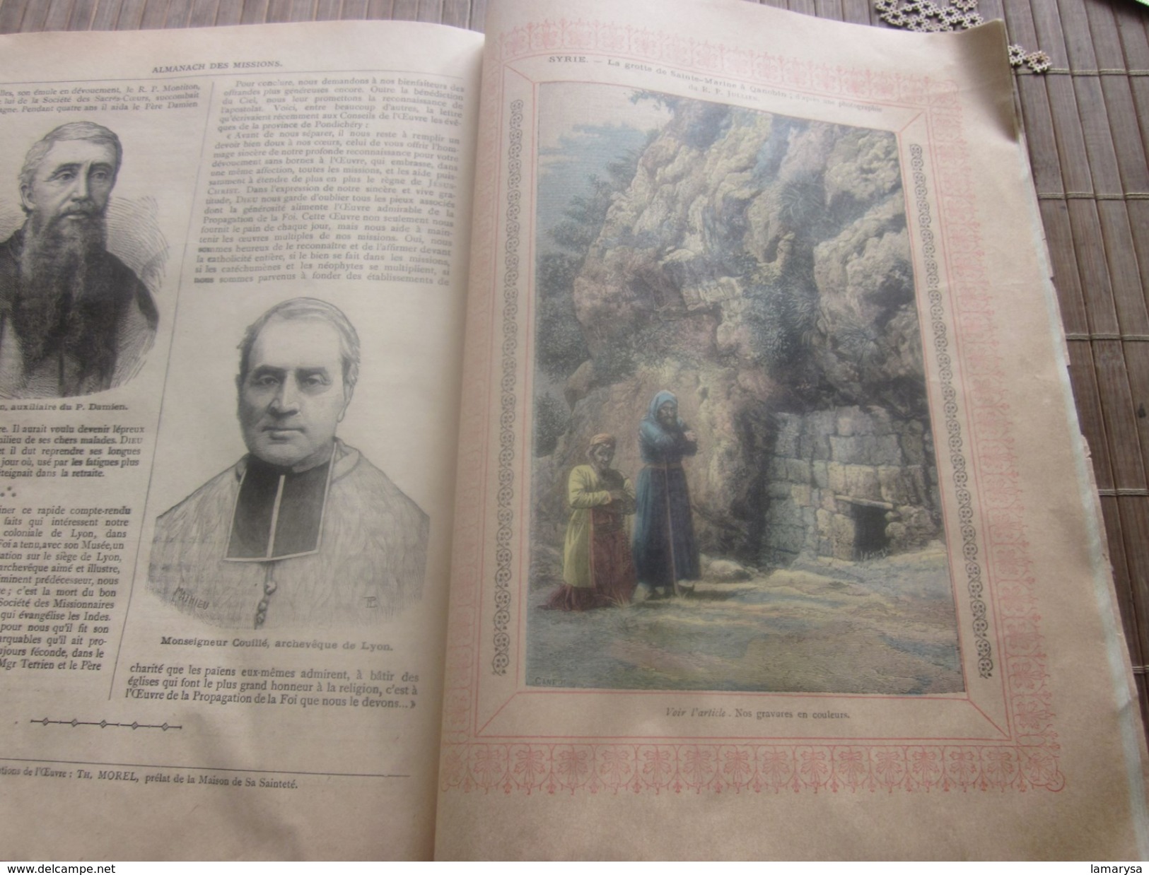 1895 ALMANACH DES MISSIONS BELLE ILLUSTRATIONS CHROMOS Réclames PUB  Religion Chrétienne Bureau Calendrier prosélytisme