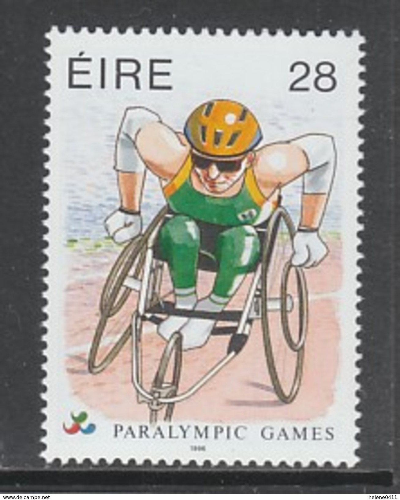 TIMBRE NEUF D'IRLANDE - JEUX PARALYMPIQUES : COURSE EN FAUTEUIL ROULANT N° Y&T 936 - Summer 1996: Atlanta