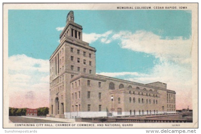 Iowa Cedar Rapids Memorial Coliseum Curteich - Cedar Rapids