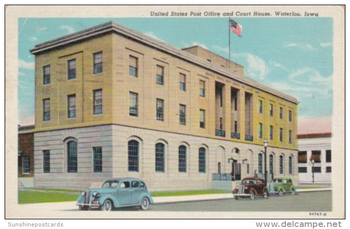 Iowa Waterloo Post Office And Court House 1949 Curteich - Waterloo