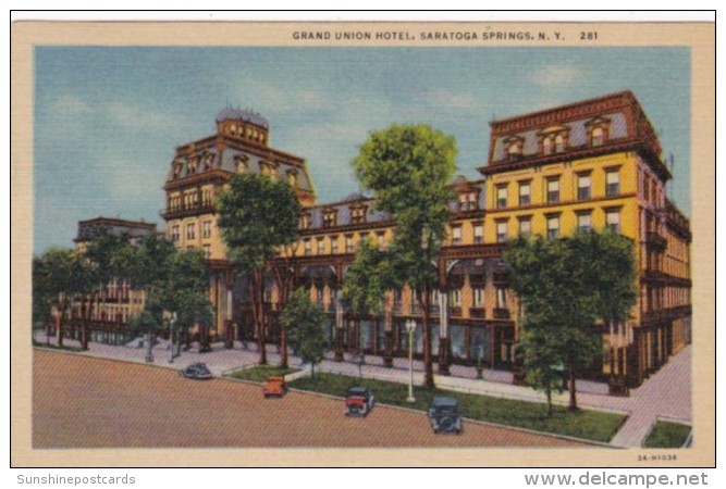 New York Saratoga Springs Grand Union Hotel 1953 Curteich - Saratoga Springs