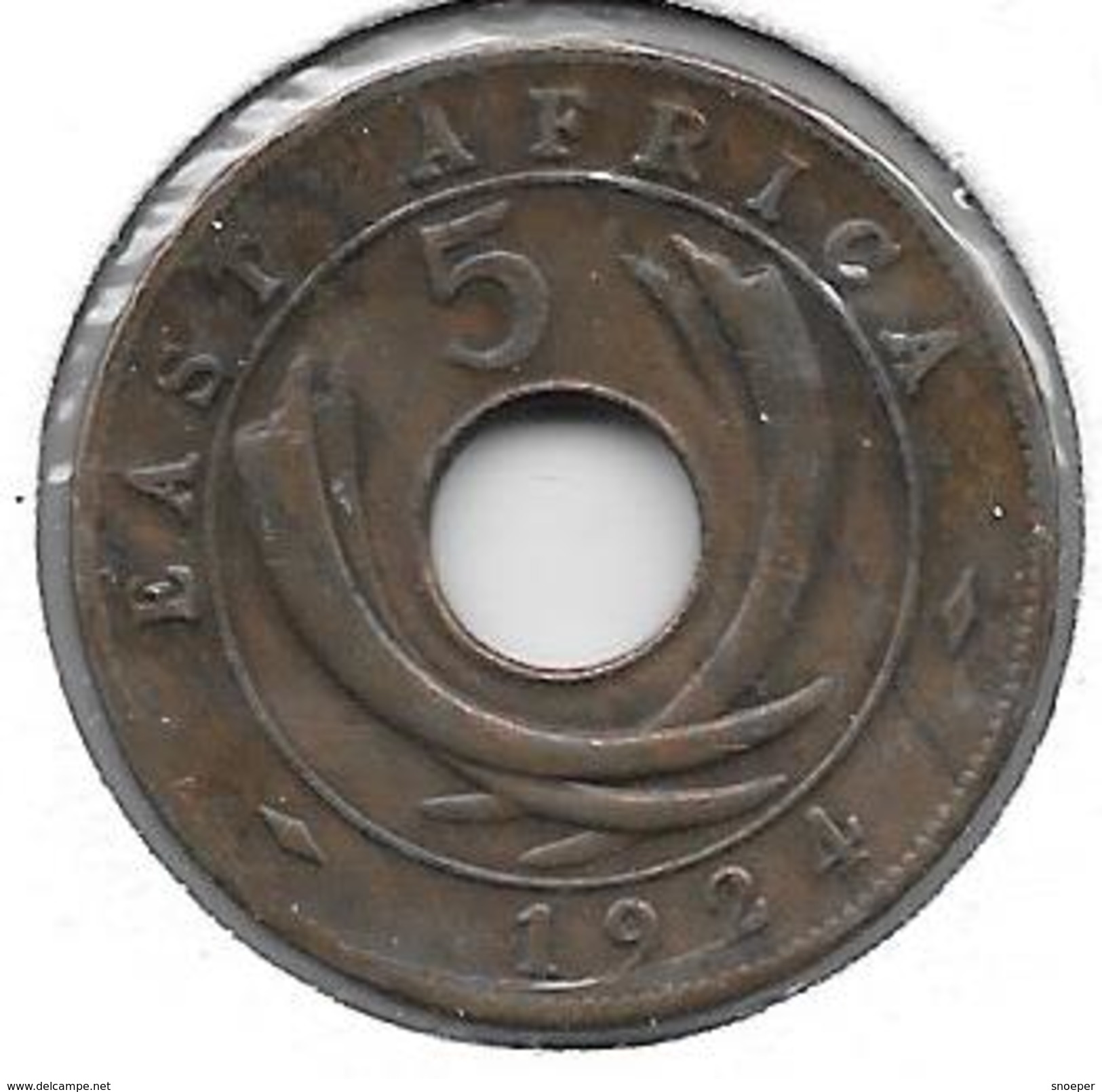 *East Africa 5 Cents 1924  Km 18  Vf+ - British Colony