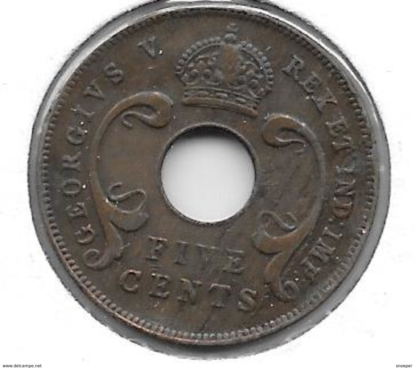 *East Africa 5 Cents 1924  Km 18  Vf+ - British Colony