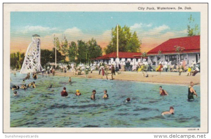 South Dakota Watertown City Park Swimming Pool Curteich - Watertown