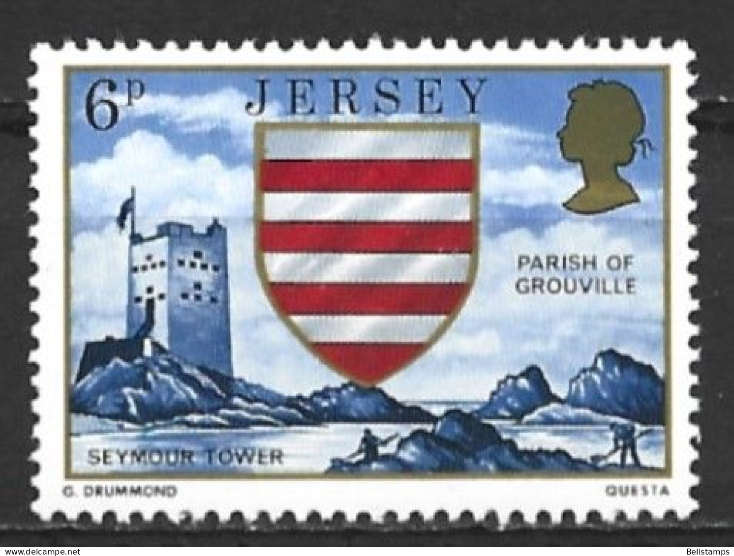 Jersey 1976. Scott #140 (MNH) Arms And Scene Of Grouville, Seymour Tower - Jersey