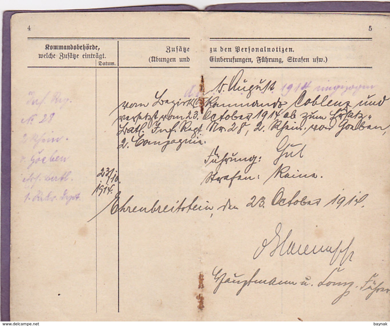 DEUTSCHLAND  --  ADENAU, ANDERNACH, PREUSSEN  --   1907  -  MILITARPASS   --  KGL. PREUSS. INFANTERIE - RGT.  VON GOEBEN - Documents