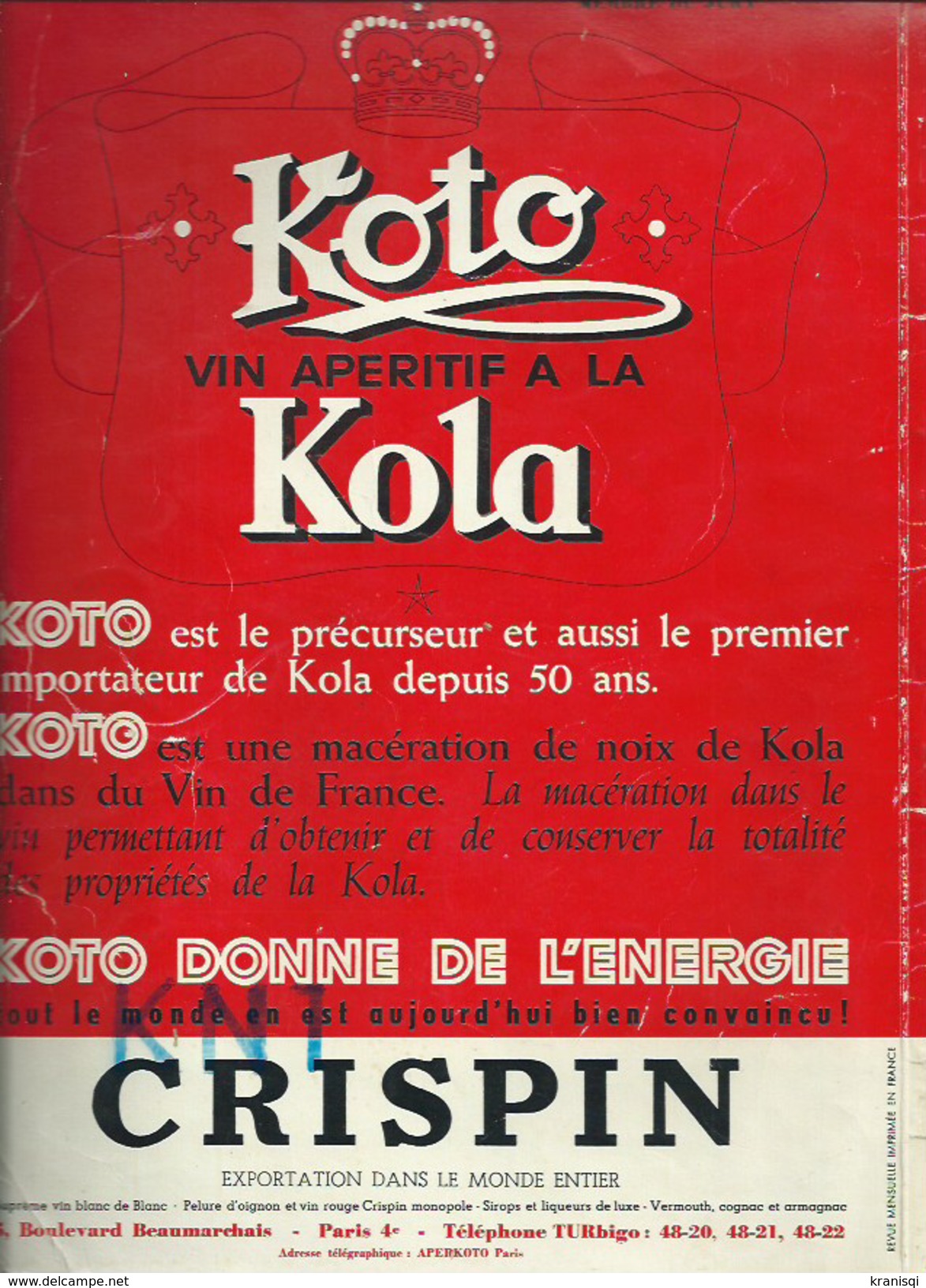 Livre , La Revue Vinicole  1951 - Culinaria & Vinos