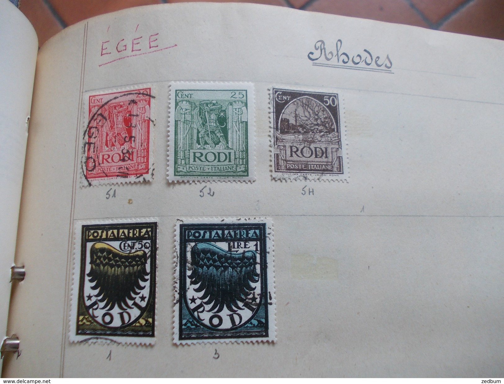 TIMBRES 1 Page Egée Rhodes 5 Timbres Valeur 10.00 &euro; - Andere & Zonder Classificatie