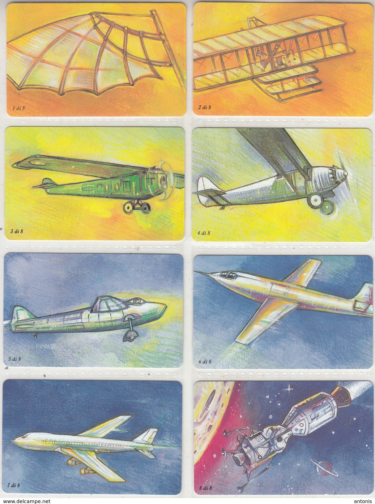 ITALY - Set Of 8 Cards, From The Wings To The Moon, Visual Flight Achievements, Tirage 90000, Exp.date 30/06/00, Mint - Public Advertising