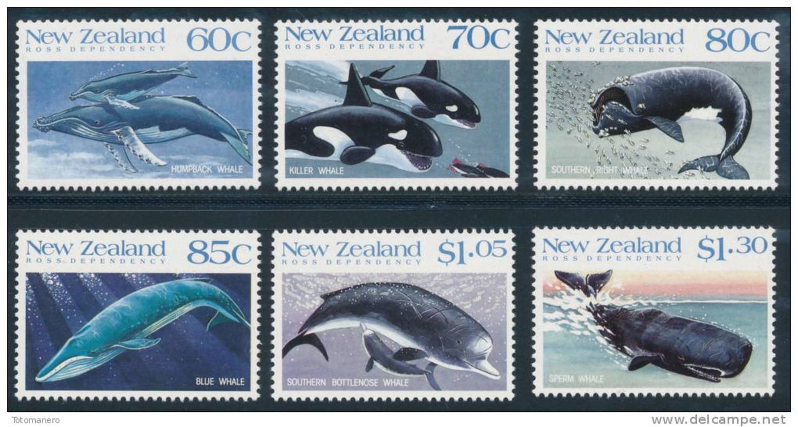 ROSS DEPENDENCY 1988 Antarctic Whales In New Zealand Set Of 6v** - Nuovi