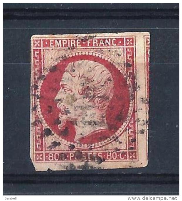 FR59) 1853 Effigie Napoleone III 80cent. Carminio Used Unif.17 - 1853-1860 Napoleone III