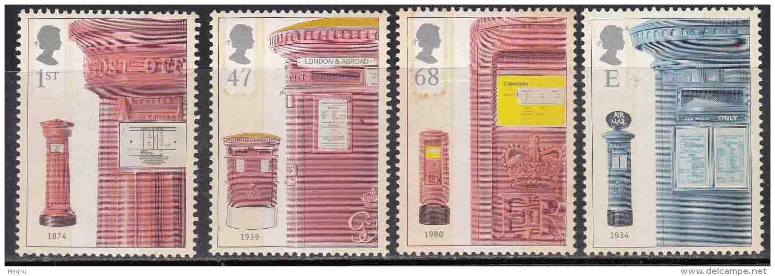 4v First Pillar Box 2002 MNH, Postbox, Letterbox, Phialately, Post Box, Letter Box, Postal History, Great Britian - Unused Stamps