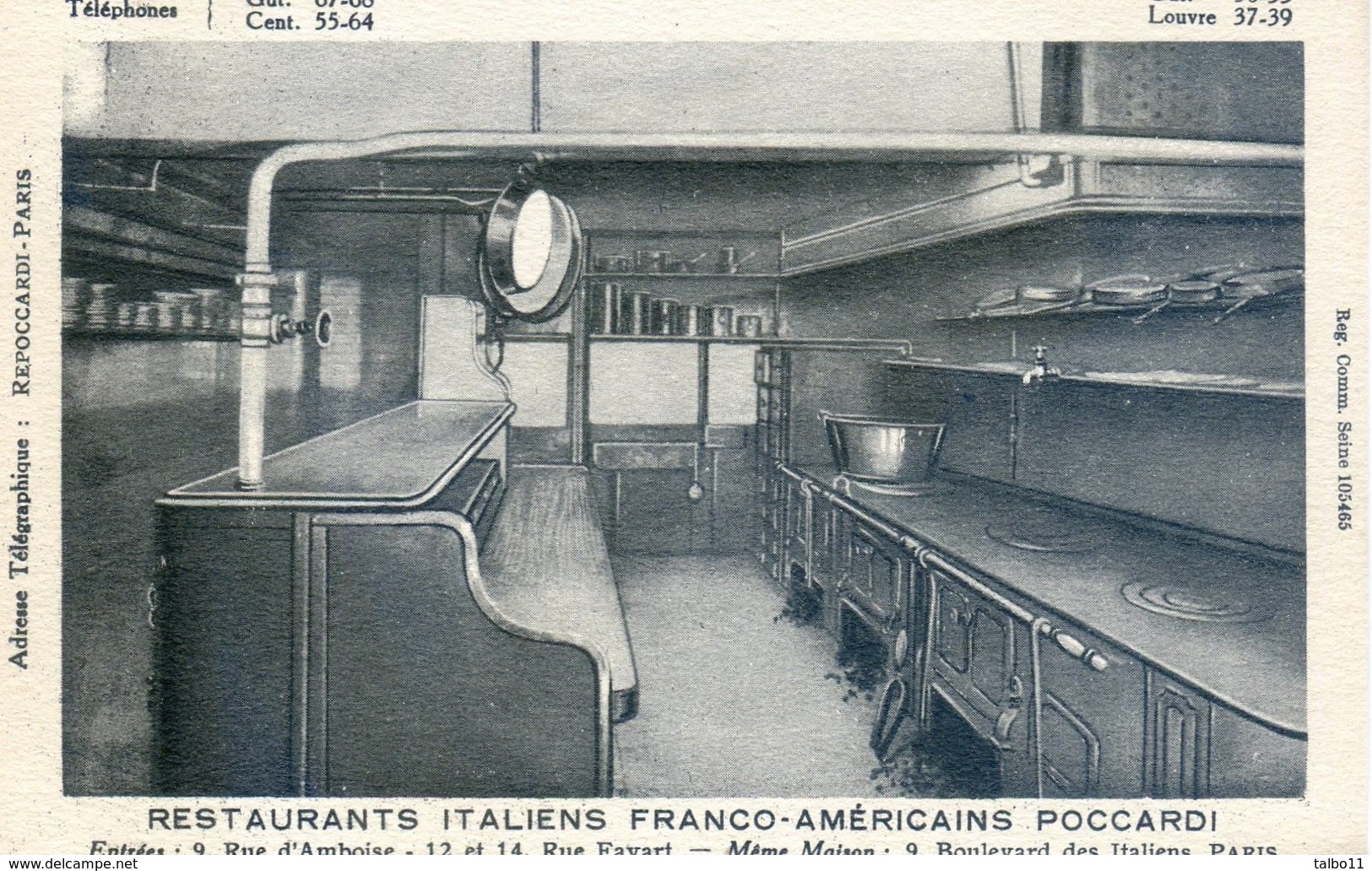 Restaurants Italiens Franco Américain Poccardi - Batterie De Cuisine - Rue Amboise; Bvd Italiens Paris - Restaurantes