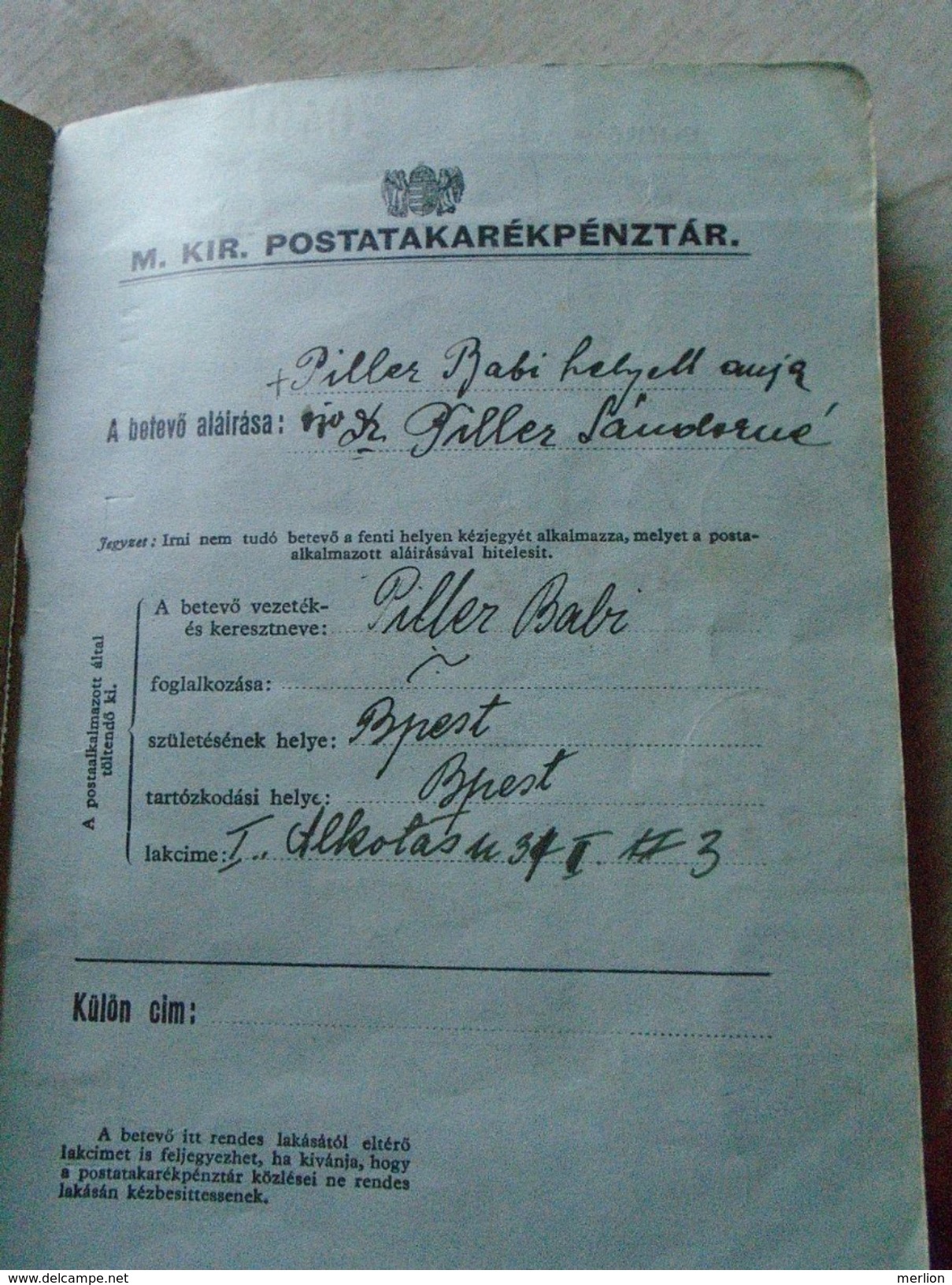 ZA16.4 M.kir. Postatakarékp. Post Savings Bank  Budapest 115  -1935-1943  WWII - Cheques & Traveler's Cheques
